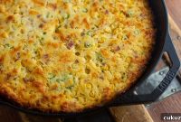 Skillet Bacon Cheddar Cornbread with Green Onions