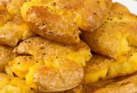 Truffled Crispy Smashed Potatoes with Garlic and Parmesan