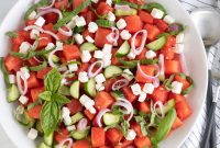 Watermelon and Basil Salad with Feta and Lime Dressing