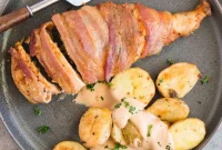 Crispy Bacon-Wrapped Chicken Thighs with Maple Glaze