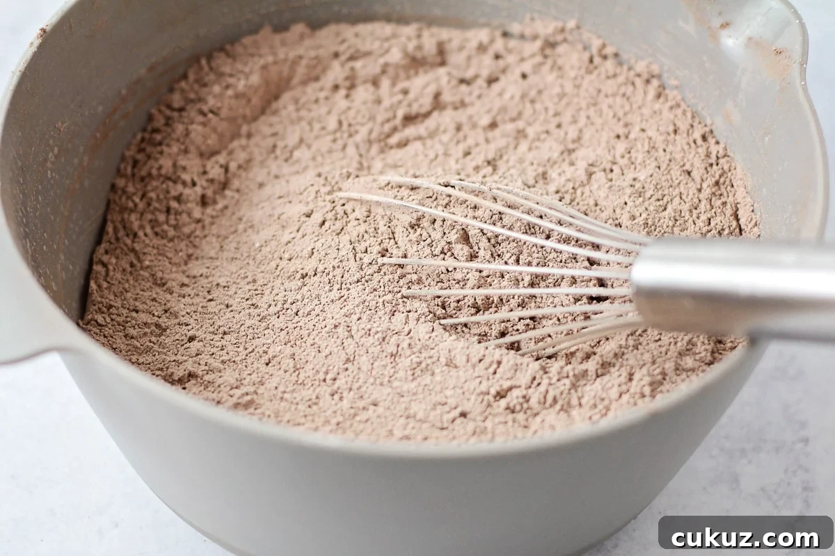 Dry ingredients in bowl for banana bread.