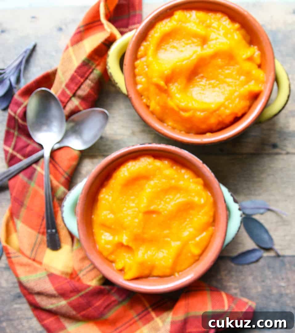 Creamy Roasted Butternut Squash Mash Recipe 3 Two bowls and two spoons with Butternut squash