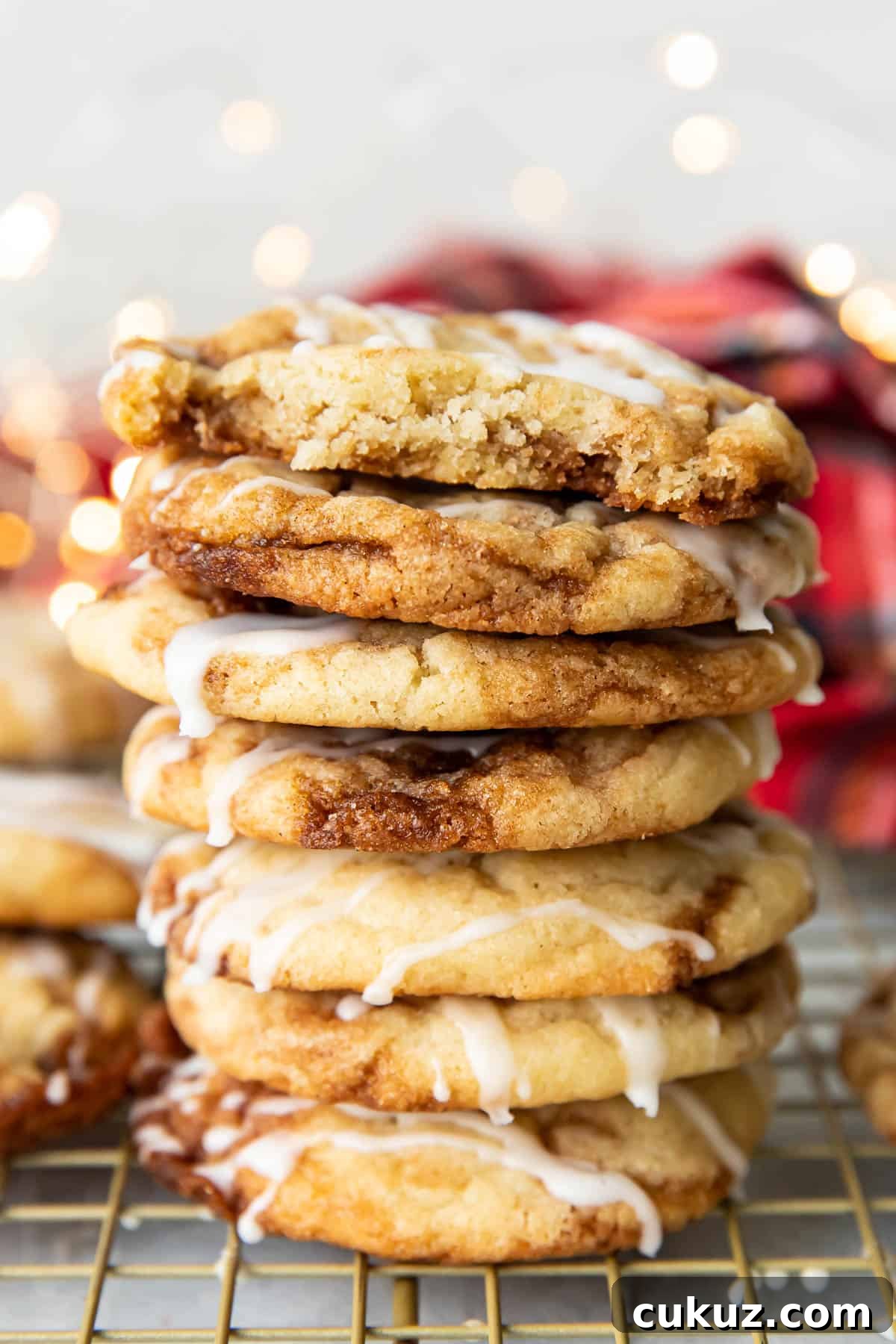 Cinnamon roll cookies on a plate