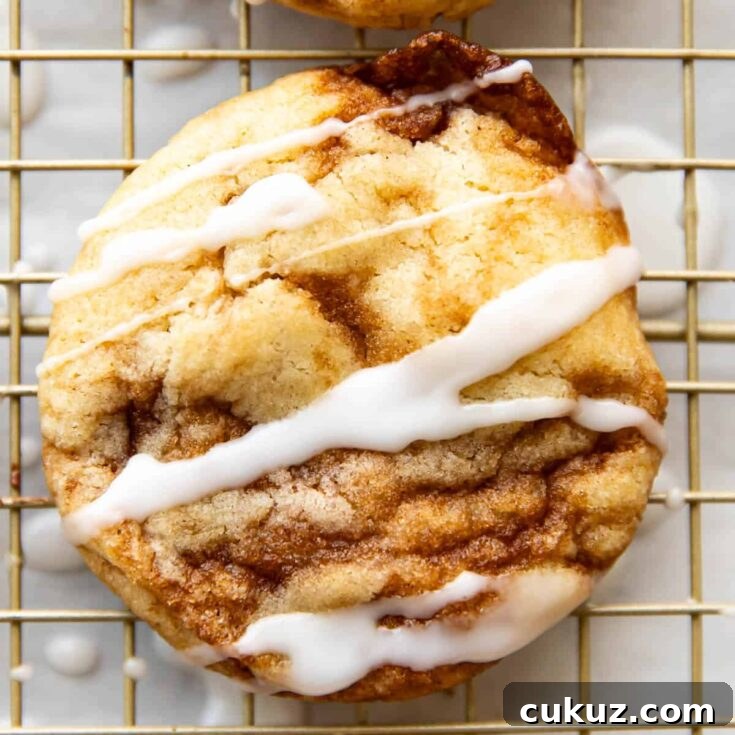 Stack of cinnamon roll cookies