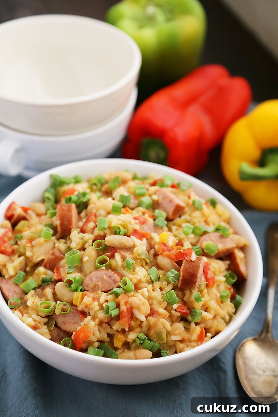 Cajun Sausage, White Bean and Rice Stew - A comforting meal easily cooked on your stovetop