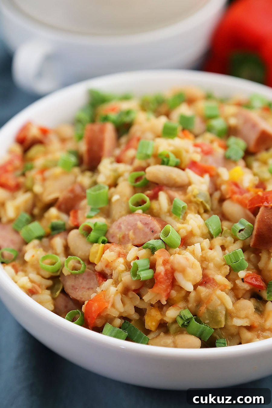 Cajun Sausage, White Bean and Rice Stew - One-pot comfort