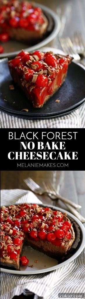 No-Bake Black Forest Cheesecake Recipe — Rich Cherry Chocolate Slice 2 My Black Forest No Bake Cheesecake takes just 10 minutes to prepare and is an absolute must for chocolate lovers!