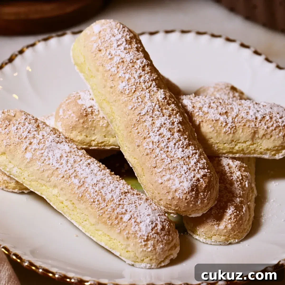 fluffy ladyfingers on a plate