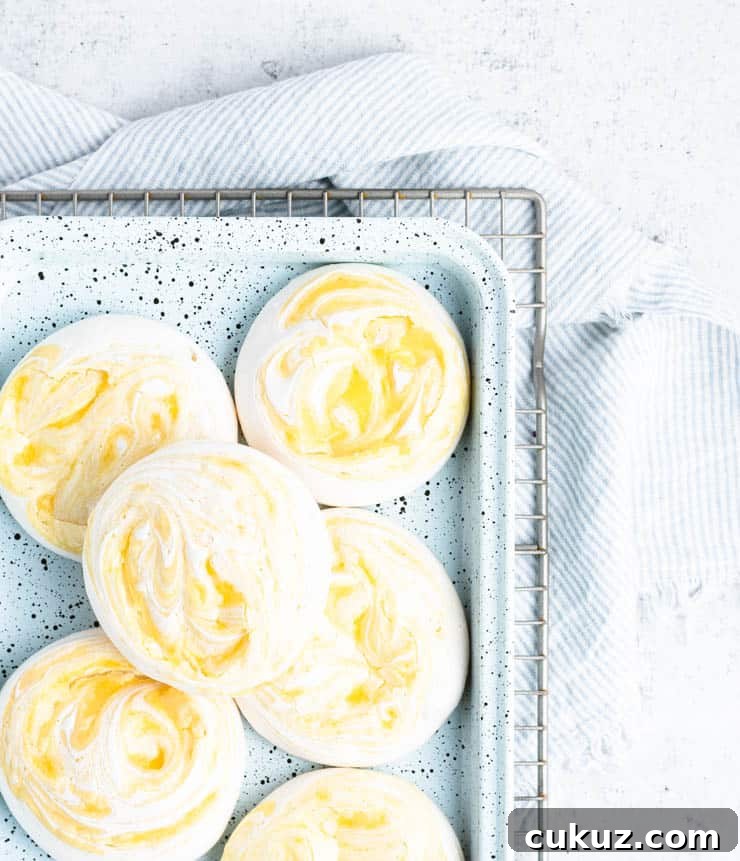 overhead view of meringue cookies