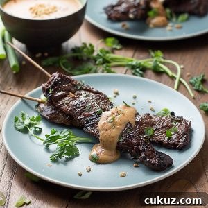 Thai Beef Satay with Peanut Sauce (Low carb, Keto, Paleo)