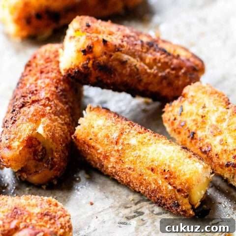 These potato croquettes are a classic side dish. The perfect combination of a crunchy outside and a soft inside! Bake in the oven or shallow fry in a skillet. Visit fastfoodbistro.com for the full recipe
