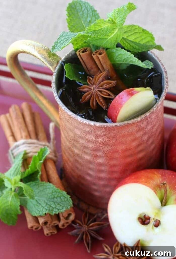 The garnishes in this Apple Cider Mojito are what makes this drink!