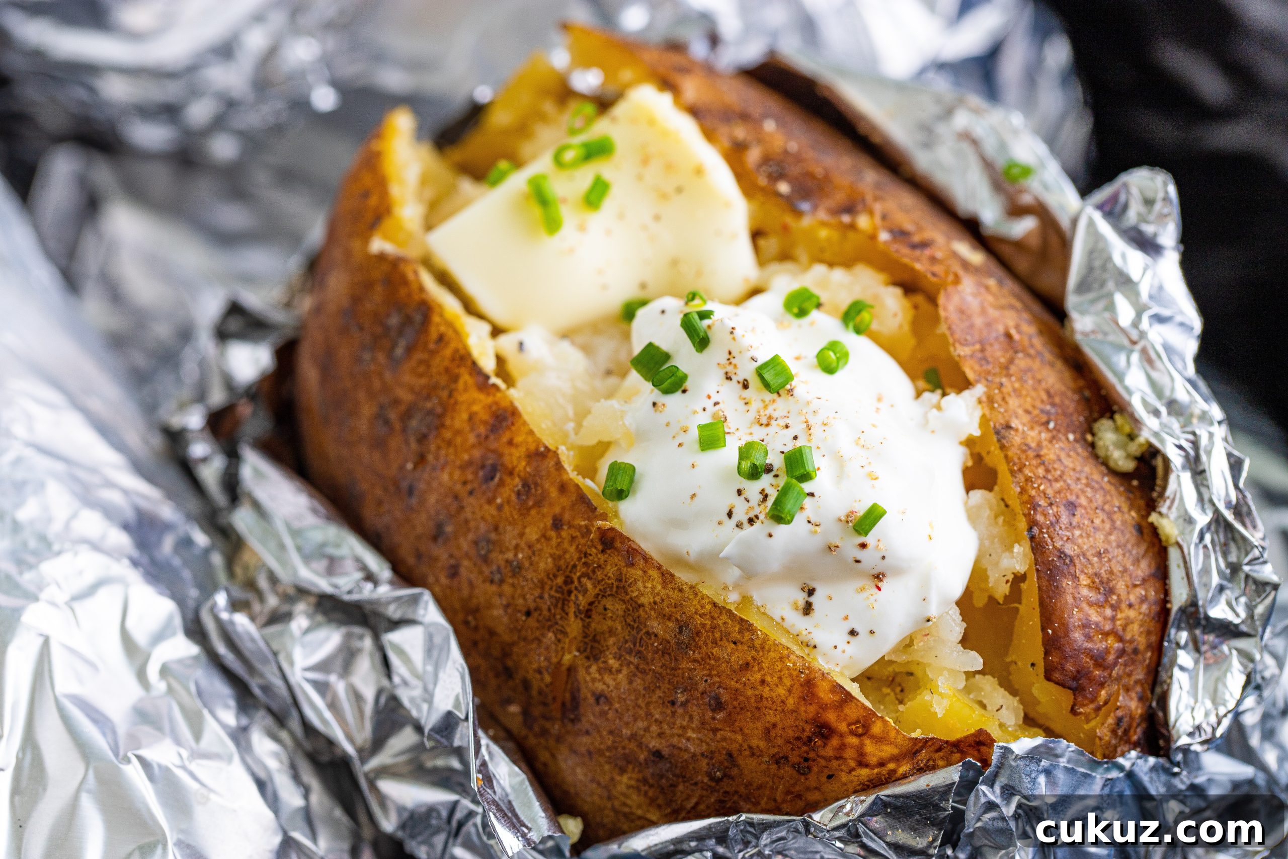 Sliced potato with toppings