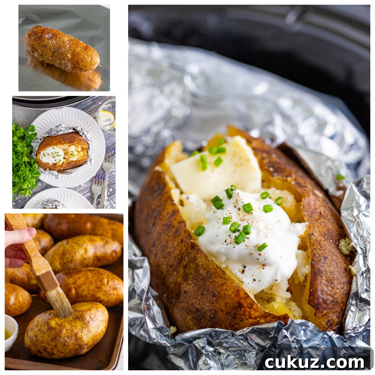Wrapped potatoes in slow cooker