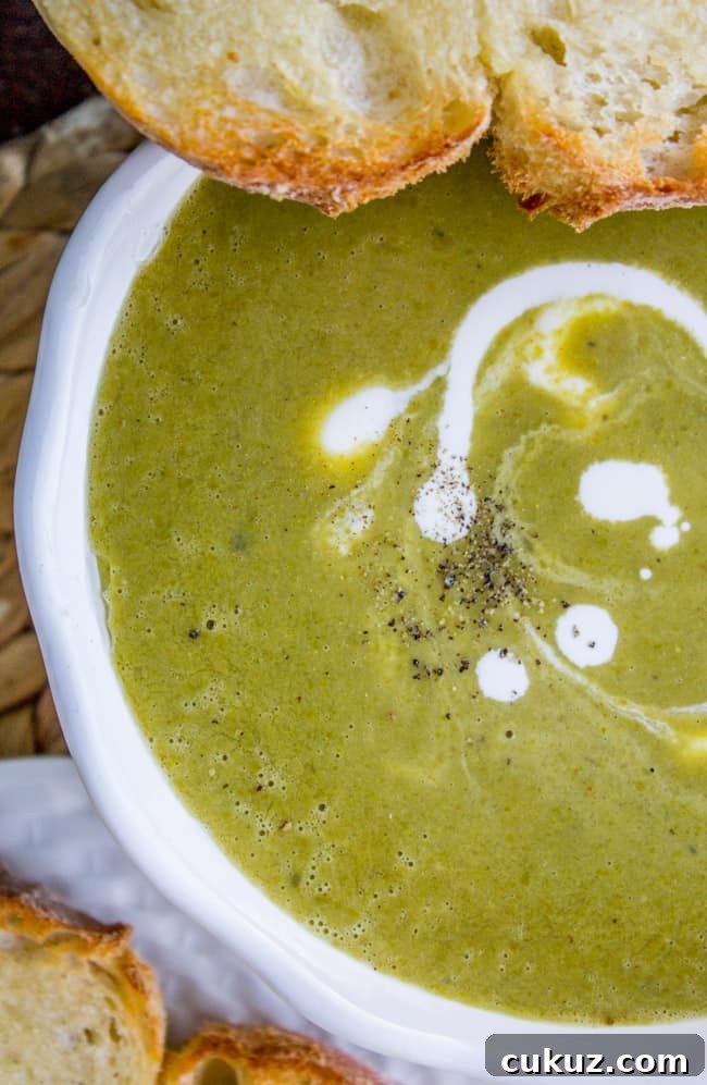 Creamy Frozen Pea Soup Ready in 30 Minutes 8 cream swirled into pea soup with fresh pepper and baguette slices.