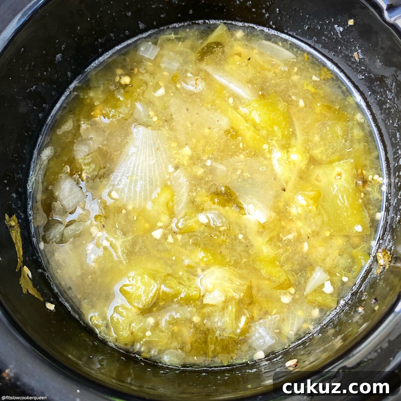 after pic of cooked food for Slow Cooker Instant Pot Salsa Verde (Low-Carb, Paleo, Whole30) in the slow cooker