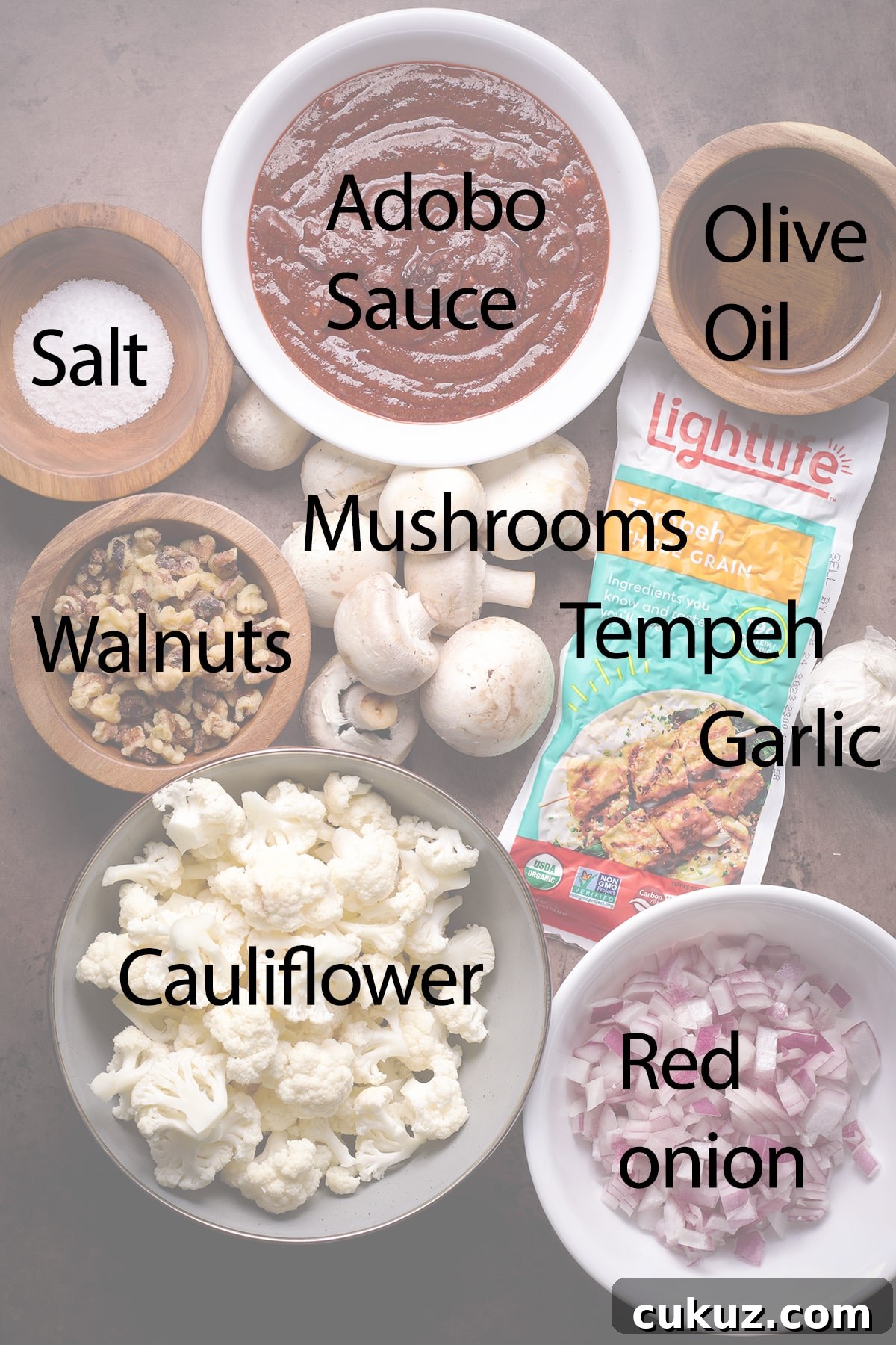 All the ingredients needed to make vegan taco meat.