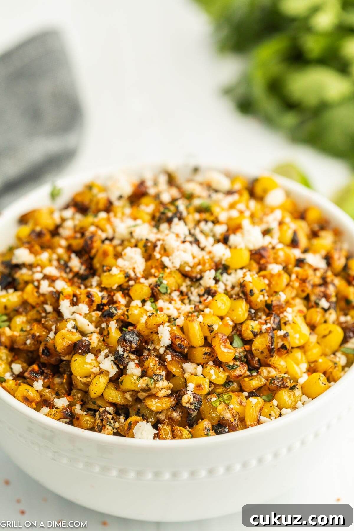 Mexican Street Corn in a white bowl