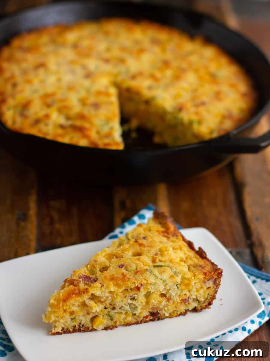 A slice of cornbread on a plate