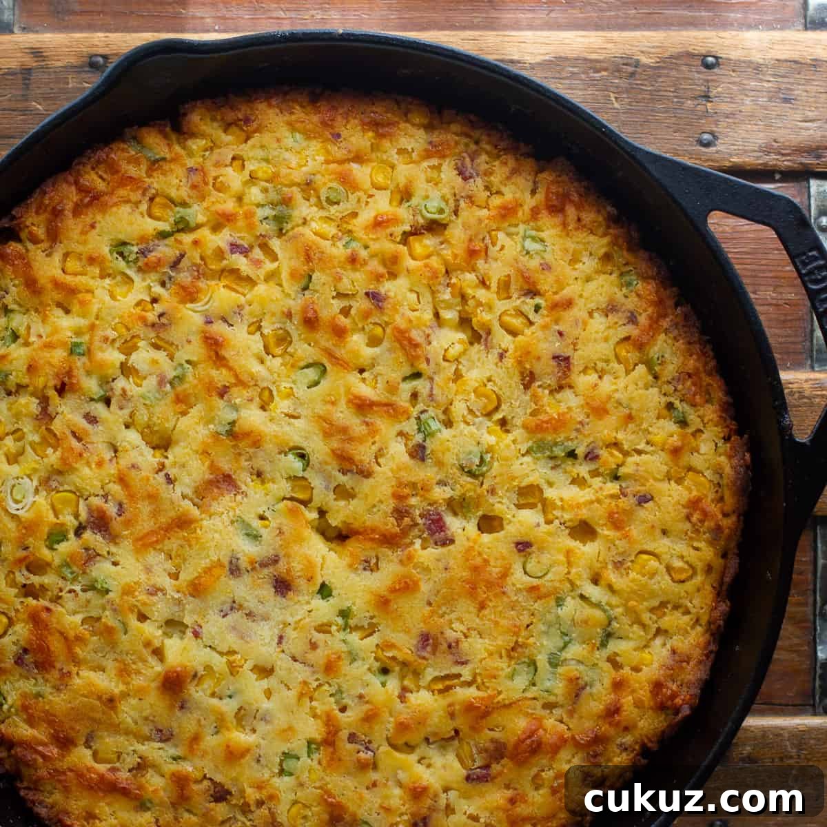 Skillet Cornbread with Bacon Cheddar and Green Onions