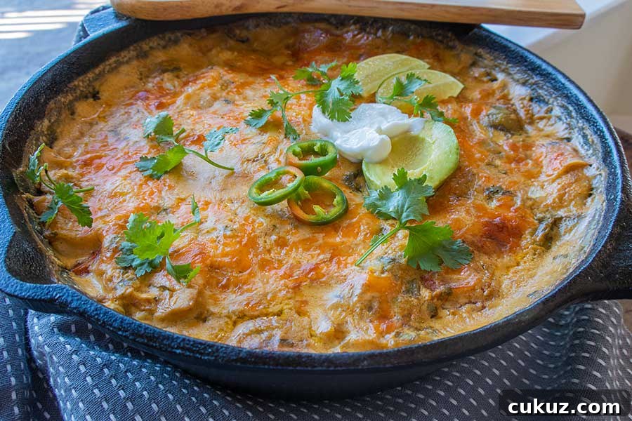 king ranch chicken dinner in a skillet