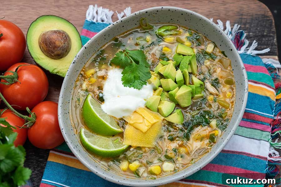 Mexican chicken rice soup in a bowl, gluten free