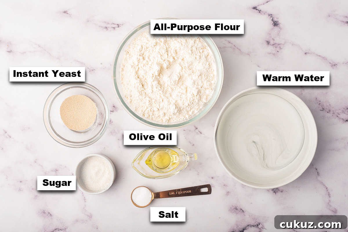 the ingredients for making this air fryer bread recipe.