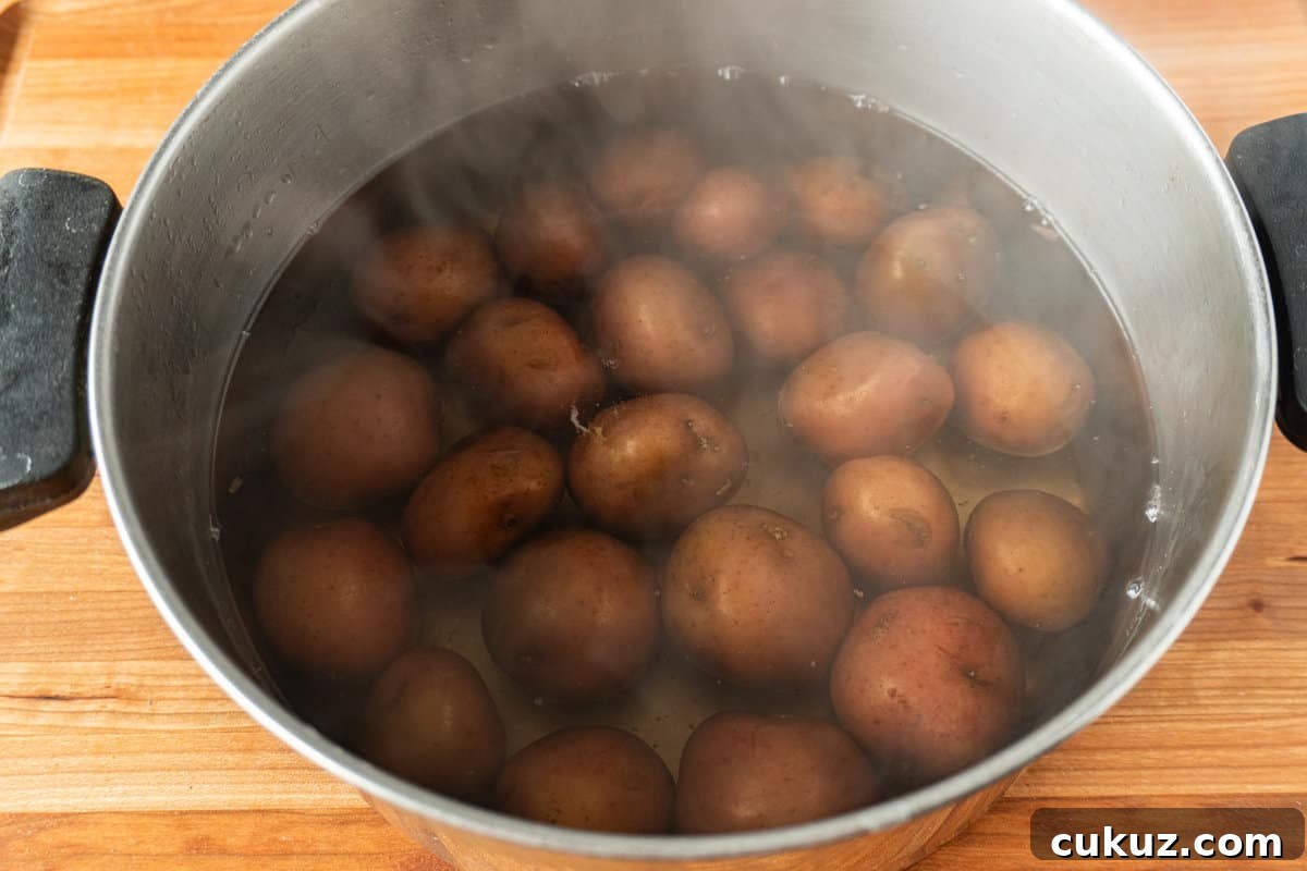 potatoes in hot water