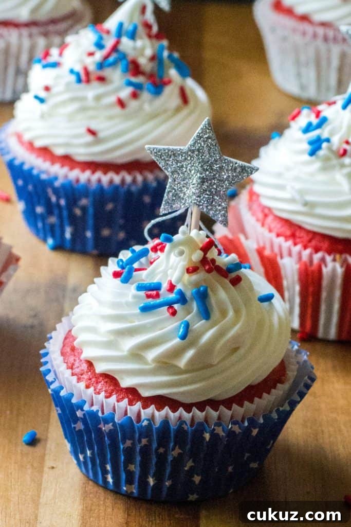 Red White and Blue Patriotic Cupcakes