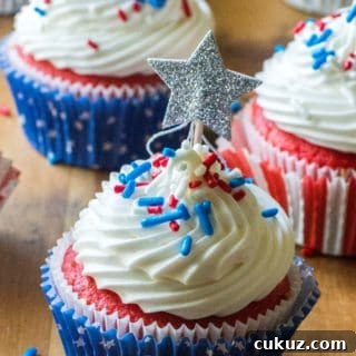 Red White and Blue Patriotic Cupcakes