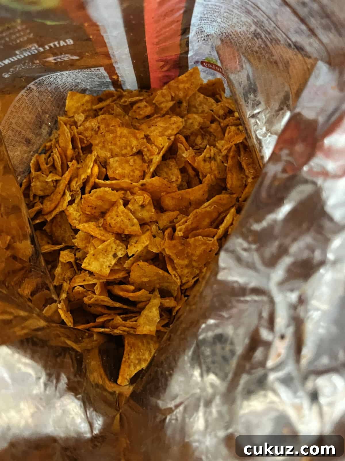 crushed chips in the bag.