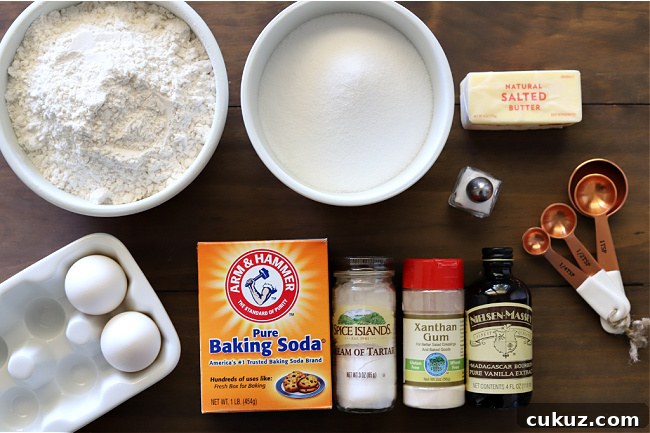 Ingredients for gluten-free snickerdoodles