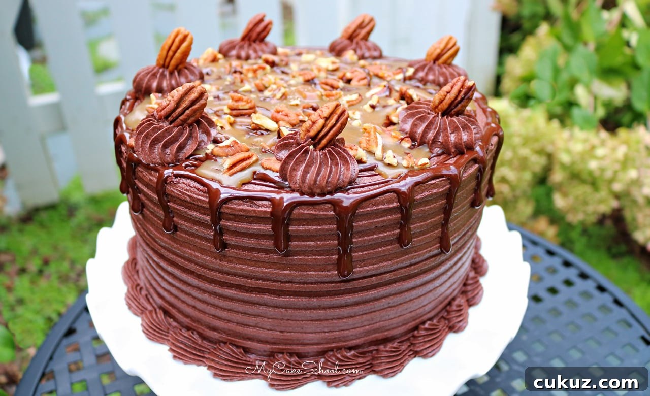 Chocolate Turtle Cake Recipe- SO decadent and delicious!