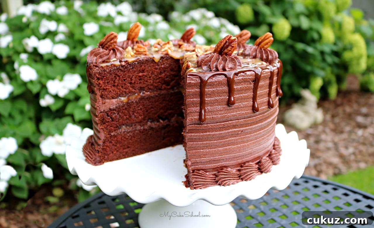 This Chocolate Turtle Cake Recipe is the BEST! So decadent and delicious!