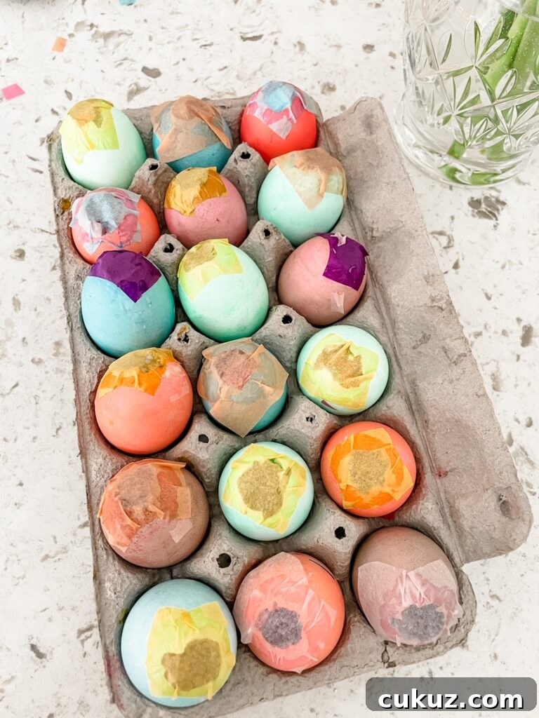 The finished DIY Confetti Easter Eggs
