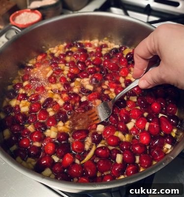 Cranberry Apple Sauce with Marsala in process