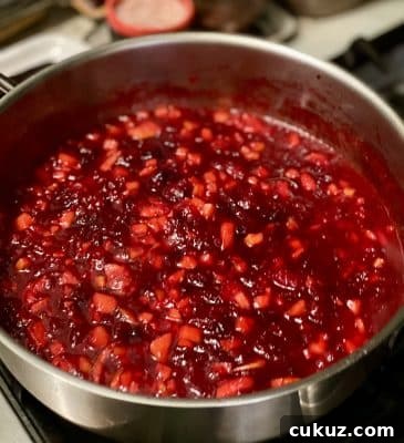 Cranberry Apple Sauce with Marsala finished in pan