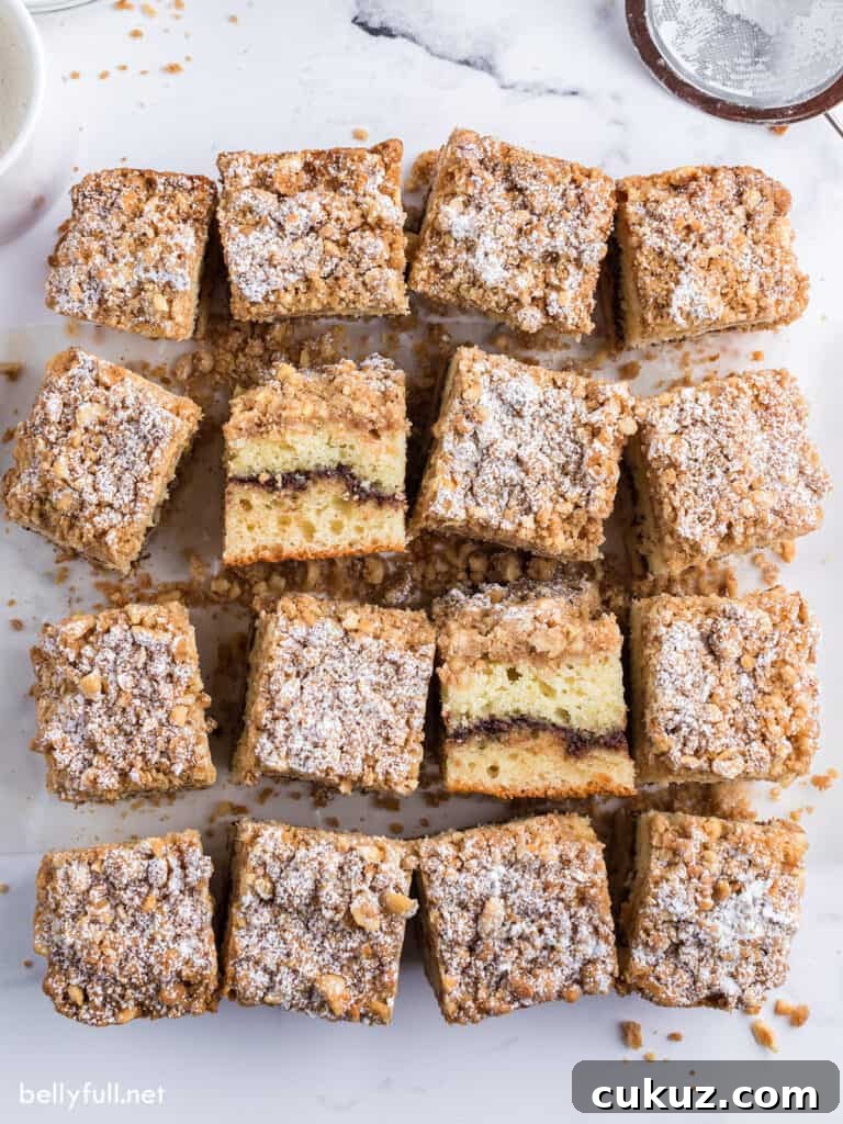 overhead cake cut into 16 equal squares