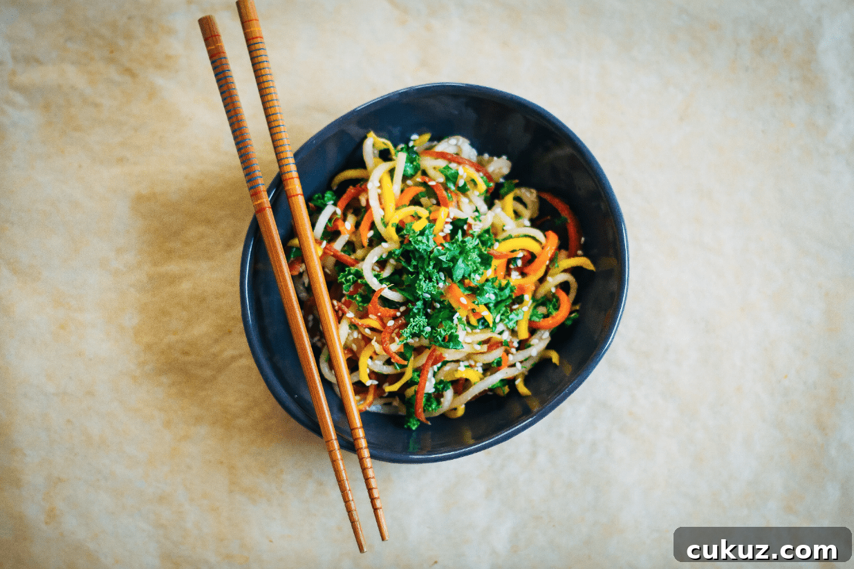 Raw Noodle Bowl w/ Miso Tahini Dressing | Well and Full | #vegan #recipe
