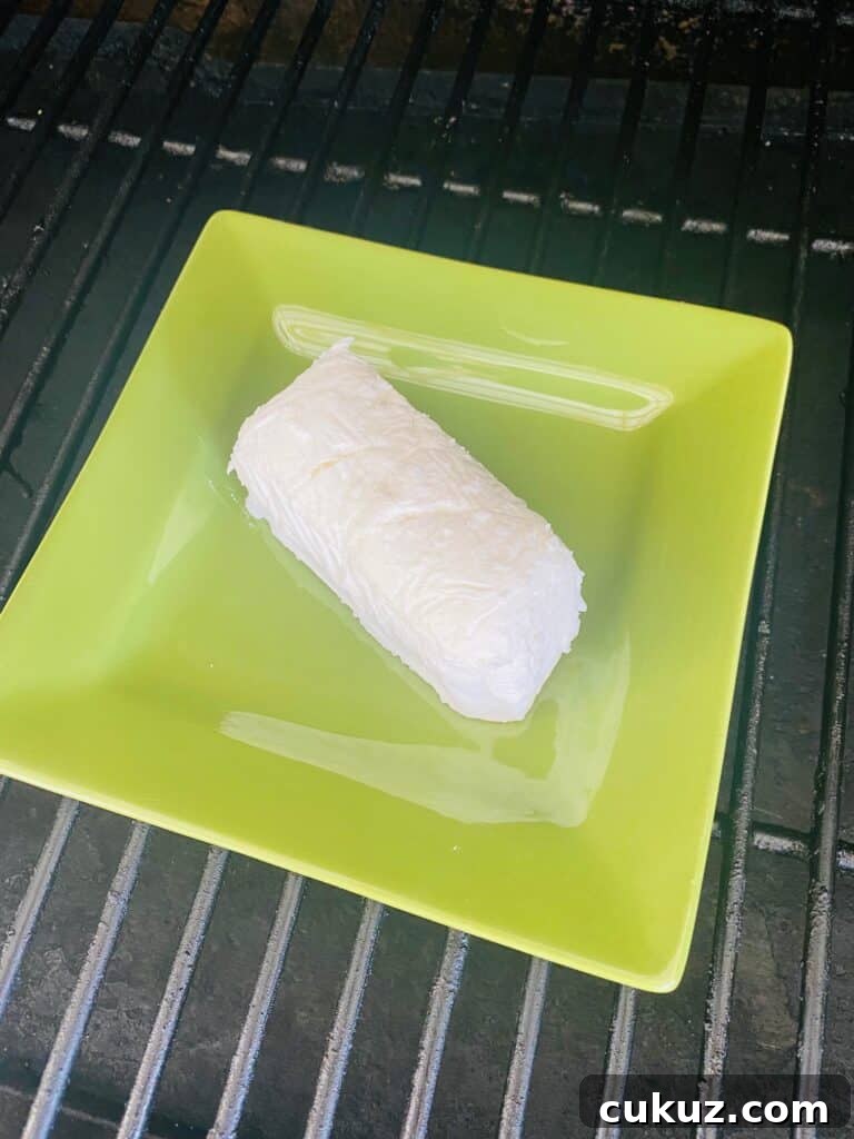 Smoked Cranberry and Honey Goat Cheese Spread Recipe 3 goat cheese on the smoker before smoking