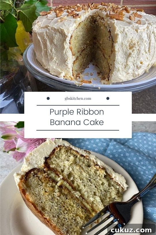 Purple Ribbon Banana Cake Recipe with Moist Banana Frosting 5 img 2117 4