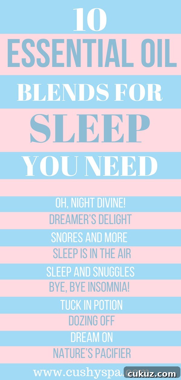 10 essential oil blends for sleep infographic