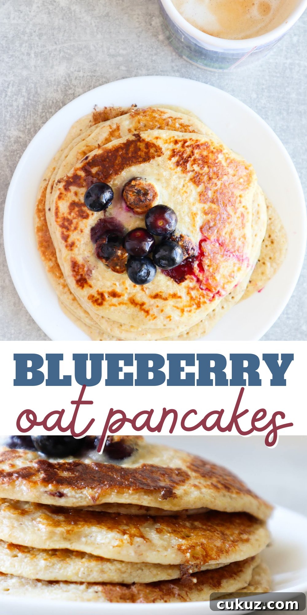 These flourless blueberry oatmeal pancakes are so so delicious! They make a quick and easy healthy breakfast that is kid-friendly too, my toddler loved these! If you're organized you can make the pancakes in about 10-15 minutes. You need 6 simple ingredients and this healthy pancake recipe is made without banana and flour.
