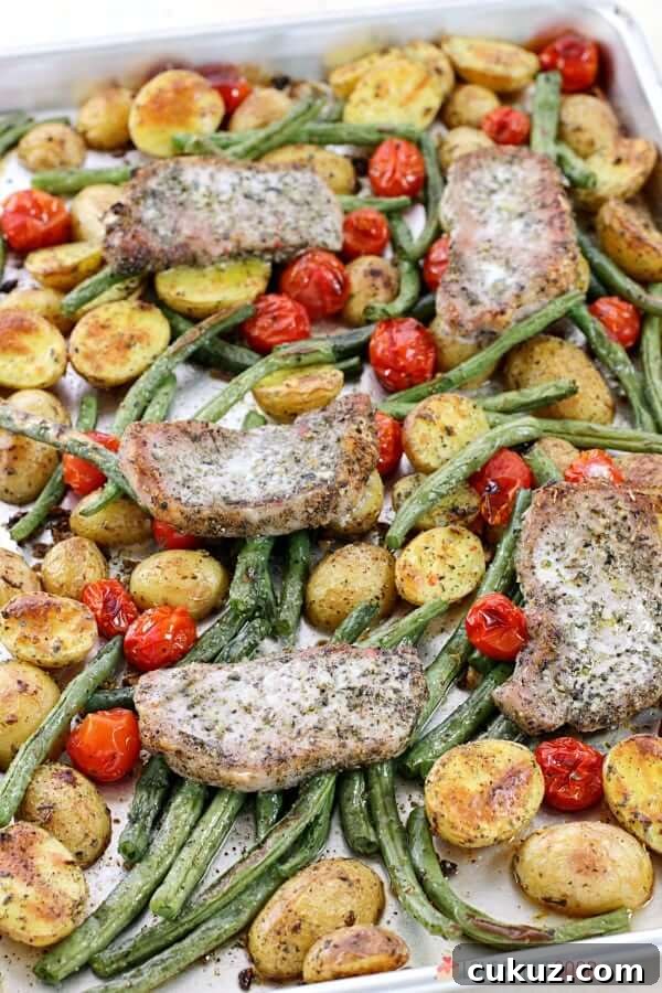 Italian Pork Chop Sheet Pan Dinner.