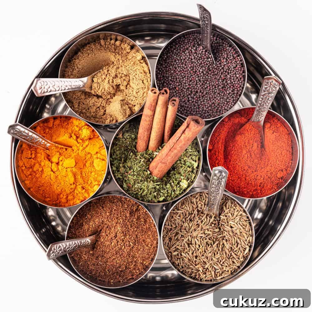 Indian Masala Dabba filled with 7 bowls of spices
