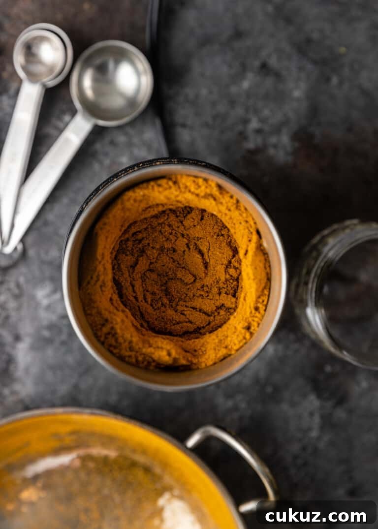 overhead view of Curry Powder Recipe in a jar