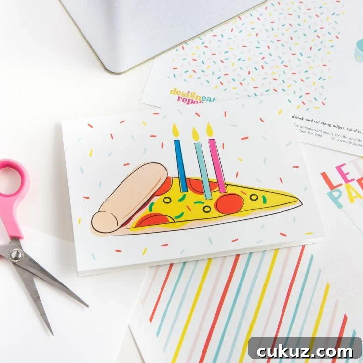 Image for Pizza Printable Birthday Card