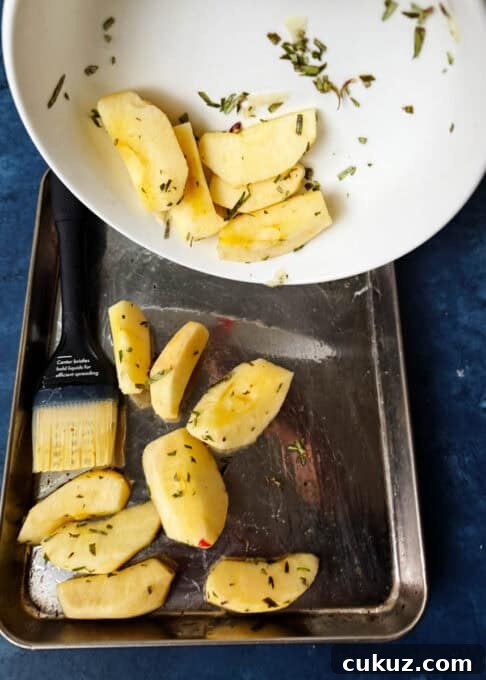 Roasting the apples in duck fat