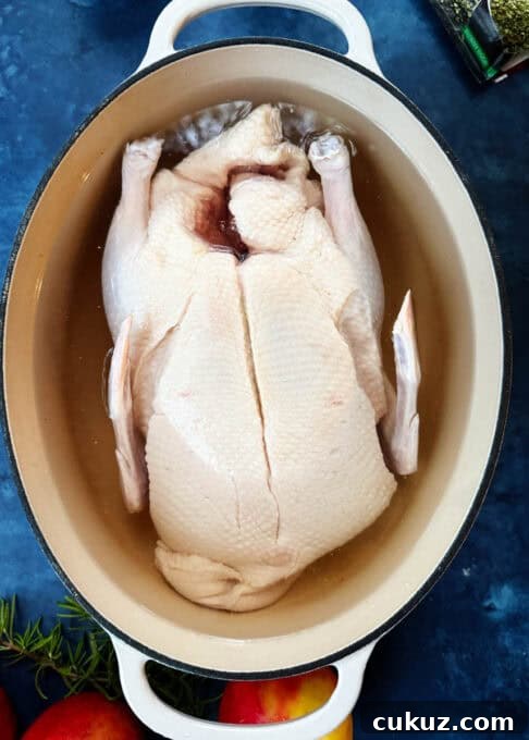 Duck soaking in salted water