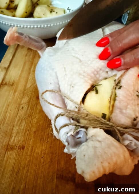 Closeup of duck with skin scored